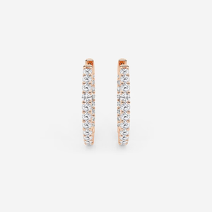 Boucles d'oreilles créoles 2 carats en diamant de laboratoire rond pour femme, élégantes, scintillantes, bijoux fins, cadeau de luxe minimaliste - Product Image 2