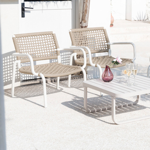 Ensemble de mobilier de jardin extérieur en corde tressée avec structure en aluminium, sièges et table basse pour terrasse, bord de piscine et balcon - Product Image 3