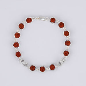 Bracelet Rudraksha en argent 925 lunette hexagonale classique et accents de créateur ensemble de bijoux fins - Product Image 3