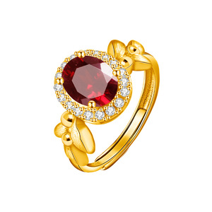 8 Elegant Halo 7*9mm Oval Cut <b>garnet</b> <b>ring</b> Natural Stone 925 sterling silver Gold Plated Non Tarnish Adjustable Jewelry Wholesale - Product Image 1