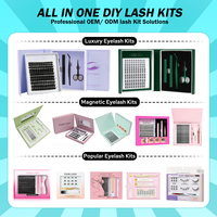 Kit de cils en grappe personnalisé avec logo, prix d'usine, courbure C, auto-greffe, effet yeux de chat, segments pré-coupés, ensembles de cils DIY