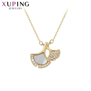 Collana-01024 gioielli xuping moda 14k placcato oro Ginkgo biloba foglie collana pendente donna