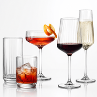 Set Gelas Anggur Kristal Bulat Bergaris Modern Vintage, Tiupan Tangan, untuk Anggur Merah, Sampanye, Hotel, Restoran, Bar, Grosir