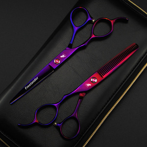 Ciseaux de coiffure Skywalker électroplaqués violet 6 pouces pour gaucher, ciseaux plats droits, ciseaux à dents, ciseaux à effiler les cheveux - Product Image 4