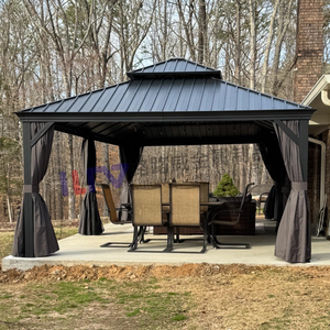 <span class=keywords><strong>Gazebo</strong></span> de jardin en aluminium pour balcon et cour, résistant à la pluie, avec toit en métal thermolaqué 3x3 - Product Image 4