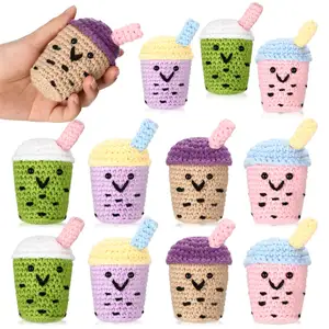 Sunbeauty Creative Cute Boba Bubble Tea Shape Crafts Cold Drinks Crochet Kit DIY Hand Creative Paste Crochet Kit