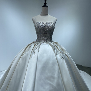 Nouvelle Robe de Mariée Simple Sans Bretelles avec Plis, Appliques en Dentelle, Broderie Élégante et Traîne, Robe de Bal WM25 - Product Image 2