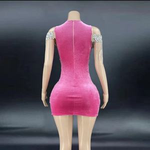 Y2150-C NOVANCE <span class=keywords><strong>donna</strong></span> Clubbing abbigliamento personalizzato strass diamante abito da ballo con maniche da ballo <span class=keywords><strong>cantante</strong></span> Sexy abito rosa per le donne - Product Image 6