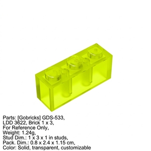 Gobricks Mattoncini da Costruzione all'Ingrosso, Pezzi Sciolti GDS-533, Parti di Mattoncini 3622 BRICK 1x3, Pezzi di Mattoncini Disponibili - Product Image 2