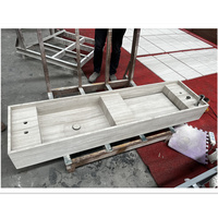 Lavabo double mural en marbre blanc à grain de bois pour salle de bain