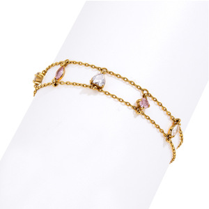 สร้อยข้อมือสแตนเลสสตีลแบบปรับได้สองชั้น 316 กันน้ำ สำหรับผู้หญิง - Product Image 3