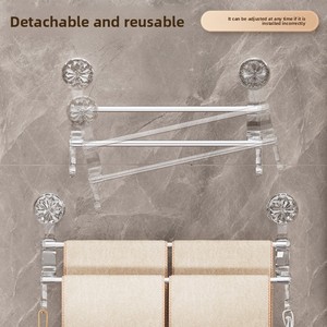 Estantes de pared de barra de acero inoxidable de lujo ligero, ganchos de almacenamiento de plástico con ventosa doble para toallas secas y húmedas, baño en casa - Product Image 5