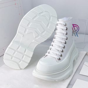 รองเท้าผ้าใบหุ้มข้อสูงคุณภาพเยี่ยมสำหรับผู้ชายและผู้หญิง หนังแท้ สไตล์ลำลอง พื้นเรียบ เหมาะกับทุกฤดูกาล ทันสมัย - Product Image 2