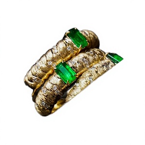 Bague de mariage H&F en or jaune 18 carats avec pierre précieuse personnalisable taille émeraude, cadeau de fiançailles, bijoux tendance, or massif AU750 AU585 AU375 - Product Image 3