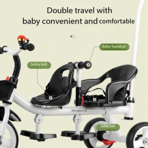 Triciclo para Niños JXB a Precio de Fábrica al Por Mayor, Bicicleta Doble para Bebés, Cochecito Gemelar, Carriola para Bebé - Product Image 6