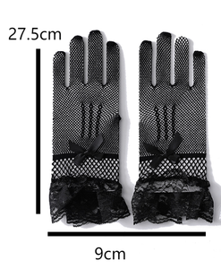 Gants de performance courts <span class=keywords><strong>en</strong></span> résille pour mariée, élégants avec nœud <span class=keywords><strong>en</strong></span> dentelle, vente <span class=keywords><strong>en</strong></span> gros - Product Image 4