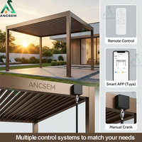 Pérgola Bioclimática Motorizada de Aluminio Impermeable ANCSEM, con Protección Ultravioleta, para Jardín, Patio, Terraza y Entretenimiento al Aire Libre