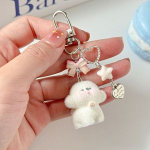 Cute Fluffy Animal Beads Keychain Pendant Personalized Design for Mobile Phone Bag and Decoration Plush Key Chains