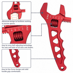 Clé à molette réglable en alliage d'aluminium, 175 mm, métrique, pour réparation et modification de voitures, avec mâchoire dentée, rouge - Product Image 3