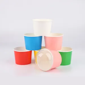 Eco Friendly Biodegradable Ice Cream Container Custom Logo Printed Disposable Paper Ice Cream Cup with Lid