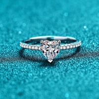 Bijoux de mariage en forme de cœur, bague en Moissanite, bagues en argent Sterling 925, bijoux pour femmes