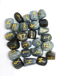 Wholesale High Quality Natural Labradorite Rune Set With Bag For Healing Reiki Use From India