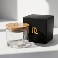Pot à bougie en verre transparent épais de 9 oz et 10 oz avec couvercle hermétique en bambou, étiquette personnalisée, pots de luxe vides, boîte, spray de Noël