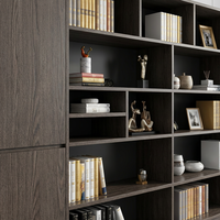 Grand meuble de classement exécutif de luxe avec étagères asymétriques en bois grainé anthracite pour bureau moderne