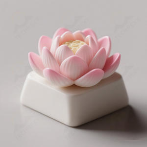 Tecla de resina Lotus Bloom personalizable, pétalos degradados rosa/blanco y diseño de <span class=keywords><strong>estambre</strong></span> dorado para teclados mecánicos - Product Image 2