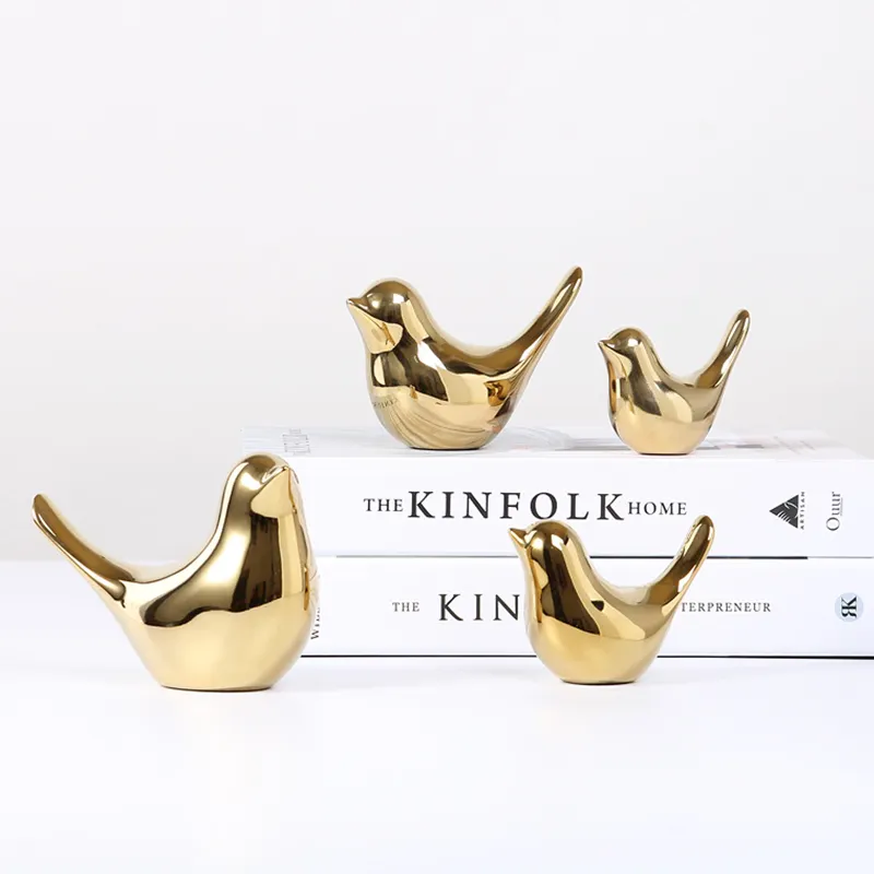 Nordic style creative gold bird crafts desktop decoration accessories modern ceramic home decor