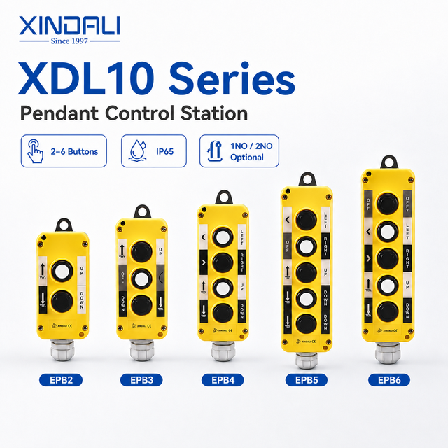 2-6 Button Pendant Control Station IP65 Wired Handheld Push Button Controller for Hoist Crane Winch XDL10