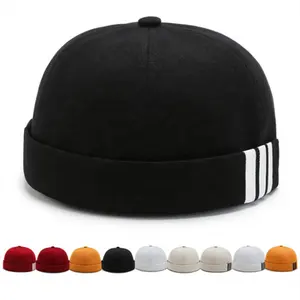 High Quality Custom Melon Hats Cotton Skull Beanie Docker Rolled Landlord Baseball Brimless Sailors Hat For Winter Warm Cap