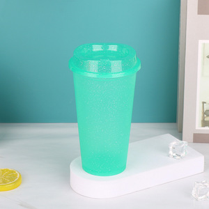 2025 mùa hè xu hướng mới cafe 16oz long lanh soda có thể tái sử dụng PP nhựa bong bóng trà cốc cà phê cốc có nắp - Product Image 3