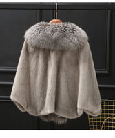 Manteau en fourrure de vison véritable pour femme, col en fourrure de renard, tendance hiver