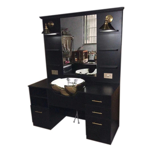 10 năm bảo hành Hot Bán Cổ điển vàng đen làm tóc gương trạm thương mại Styling Station với cơ sở thép không gỉ - Product Image 1