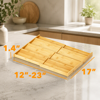Étagère de rangement de cuisine inclinée à 3 niveaux réglable en bois extensible pour épices, organiseur de tiroir en bambou pour pots à épices