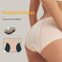 Culotte menstruelle pour femme, taille mi-haute, 3 couches, anti-fuite, absorbante, en pur coton respirant, tricotée unie