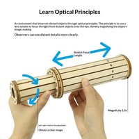 Kit de télescope multifonction DIY STEM, optique en bois, emballage en boîte de couleur, expérience scientifique spatiale, jouet éducatif pour enfants
