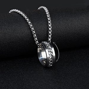 SSeeSY joyas mode punk sans ternissement chaîne en acier inoxydable bijoux fidget spinner anneau pendentif hommes collier pour hommes - Product Image 2