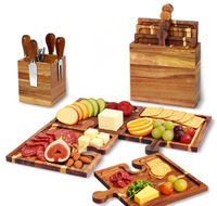 Planche à découper en forme de puzzle pour fromage, pain et charcuterie avec boîte de rangement, planche à découper irrégulière pour steak, pizza et pâtes
