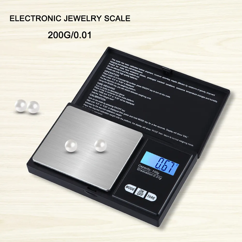 Balance numérique de poche LCD, format poche, poids en grammes de 500g/0.01g/100g/200g/0.01g, pour bijoux, 1000g/0.1g