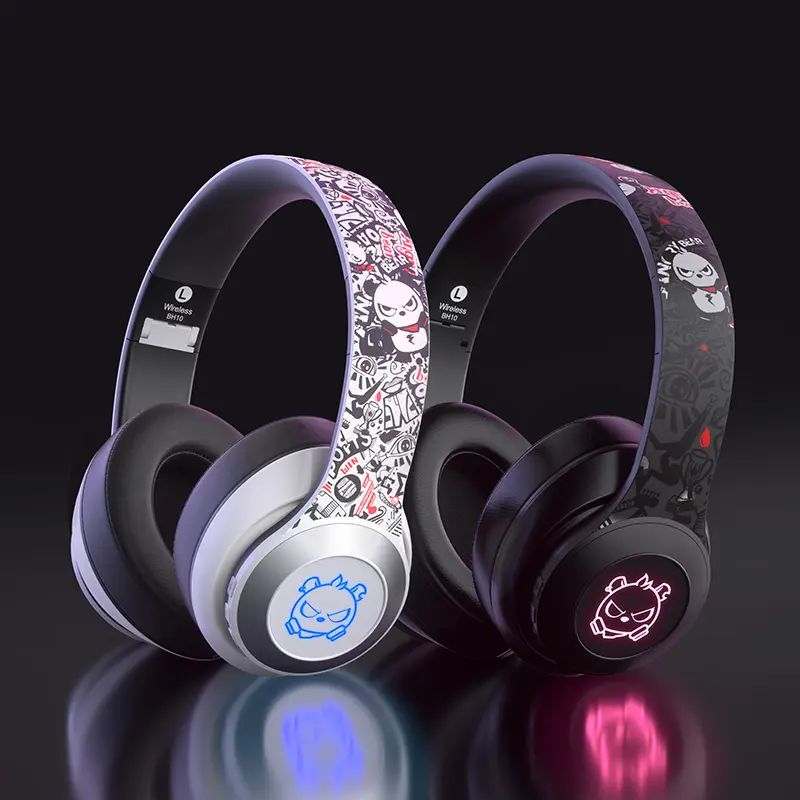 High Quality RGB Light Logo BH10 Angry Bear Bluetooth Earphone Over Ear Bluetooth Headphones Gaming Headset Noise Cancelling