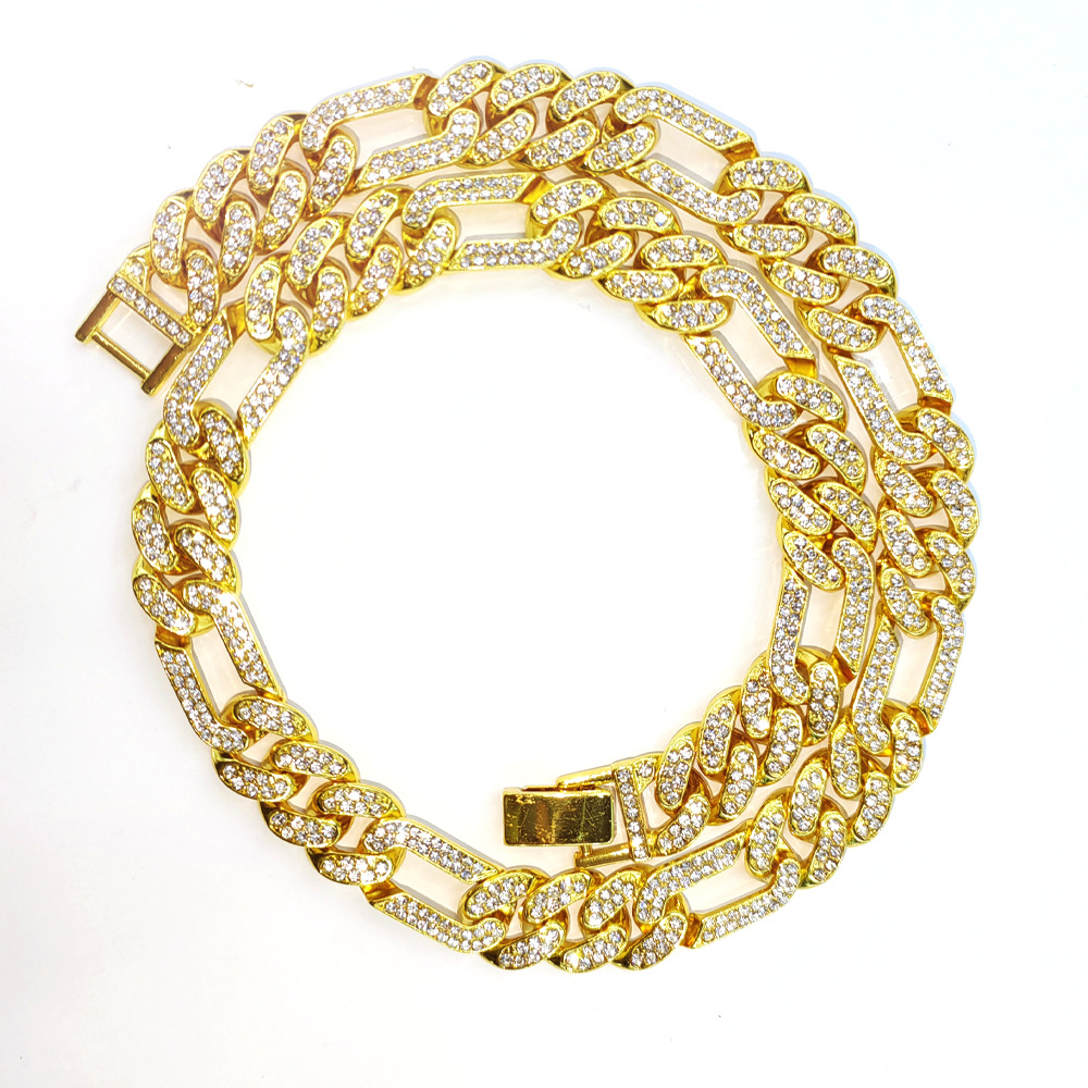 Hip Hop 13MM Bling Iced Out Cuban Link Chain Men's Silver