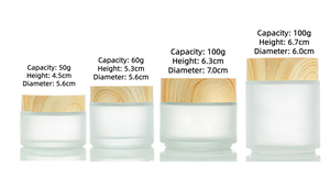 Vasetti di Lusso Satinati per Cosmetici, Contenitori in Vetro per Burro Corpo con Coperchio in Bambù, Vasetti per Crema Viso con Coperchio in Legno - Product Image 3