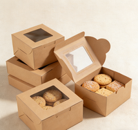 Boîtes à gâteaux en papier kraft écologiques, boîte à pâtisserie individuelle, emballage avec fenêtre transparente pour beignets, mini-gâteaux, tartes, tranches, collations