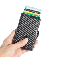 Dompet Ramping Kulit Pria Kustom Bermerek Fashion 2021 Dompet Ramping Kulit Asli Pria Serat Karbon Aluminium Rfid