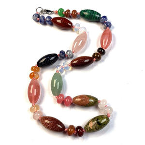 Vente <span class=keywords><strong>Bien</strong></span> En Gros Pas Cher Riz Colliers Bijoux Collier De Pierres Précieuses avec Alliage Conclusions Rondelle Entretoise - Product Image 4