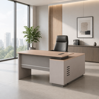 Bureau de direction en bois personnalisé au design moderne, bureau de luxe en forme de L pour PDG, table d'usine