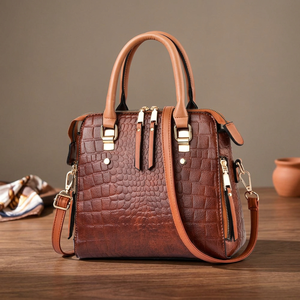 Bolso de Mano de Cuero Genuino Personalizado para Mujer, Ligero, Ecológico, Impermeable, con Cierre y Correa de Hombro Extraíble - Product Image 2