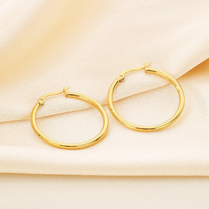 Trendy Classic Medium Tube <b>Hoop</b> <b>Earrings</b> High Quality Stainless‑Steel Smooth Polished Plain Circle Click Top <b>Hinge</b> <b>Earring</b> - Product Image 5